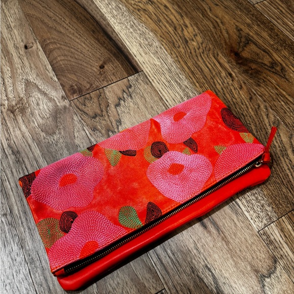Clare V Handbags - Clare V Floral Orange and Pink Clutch